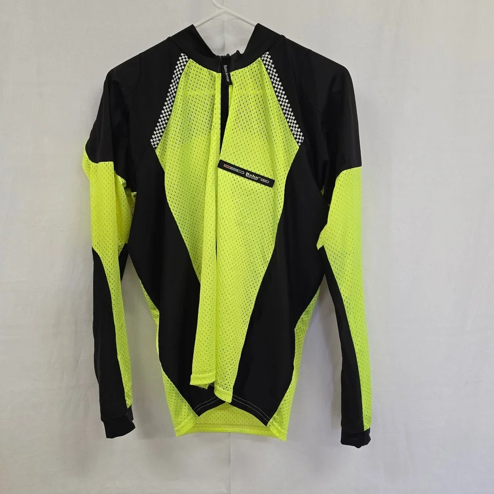 Bohn Body Armor Cool-Air Mesh Armored Riding Shirt Mens Large Neon Yellow Black